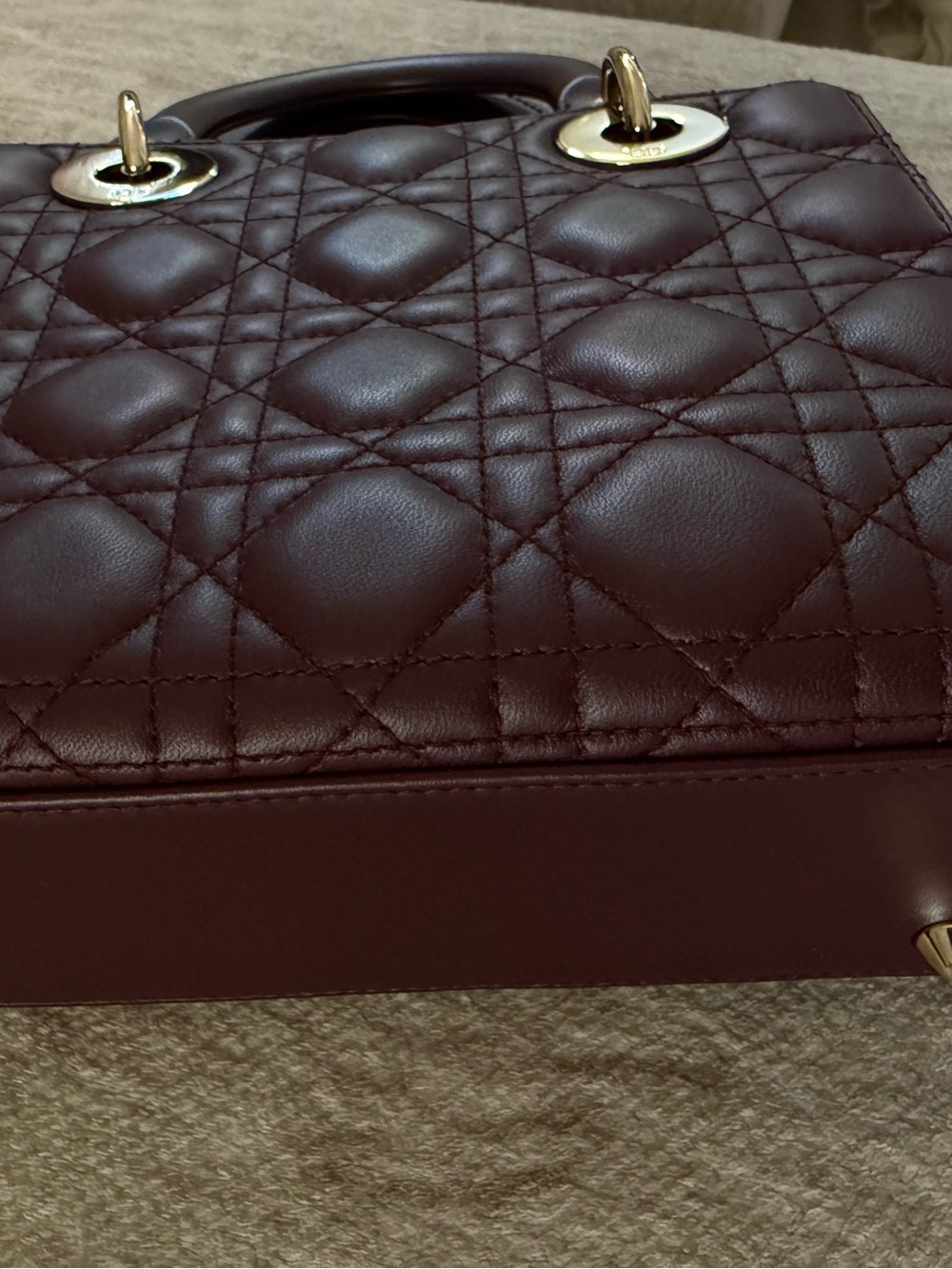 Authentic Christian Dior Small Lady Dior My ABCDior – Burgundy Lambskin - Picture 8 of 17